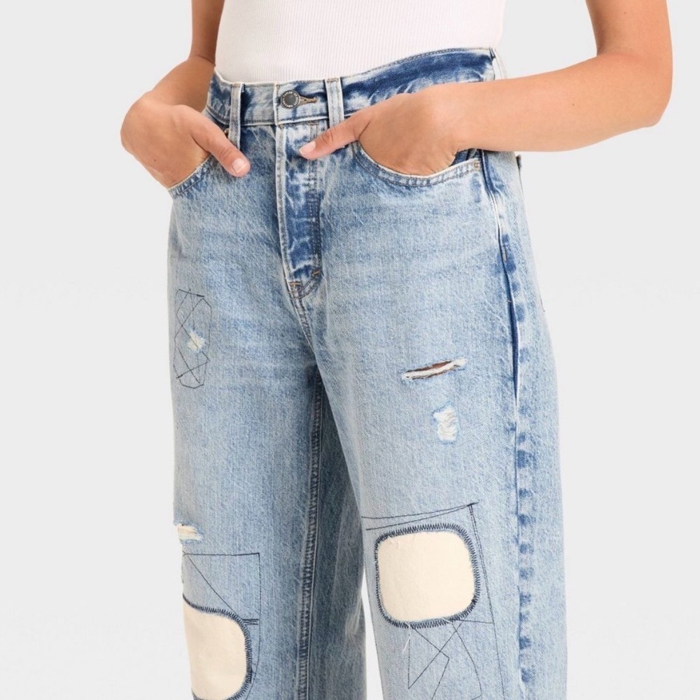 Universal Thread Patchwork Mid Rise Jeans Size 10 Regular - Picture 3 of 14